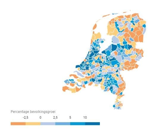 prognose van de bevolkingsgroei per gemeente van 2010 - 2030