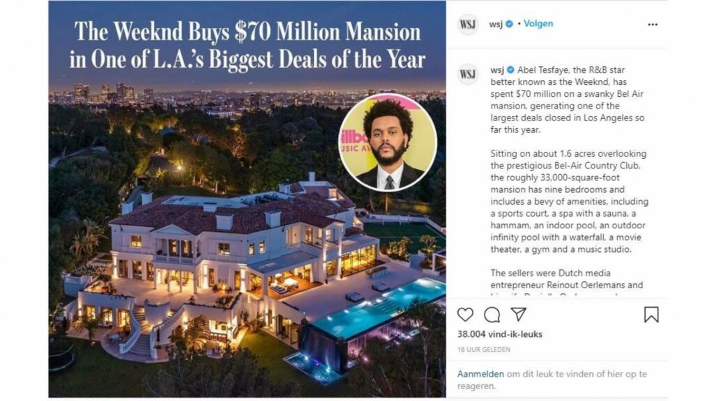 The Weekend buys $70 million Mansion in Los Angeles