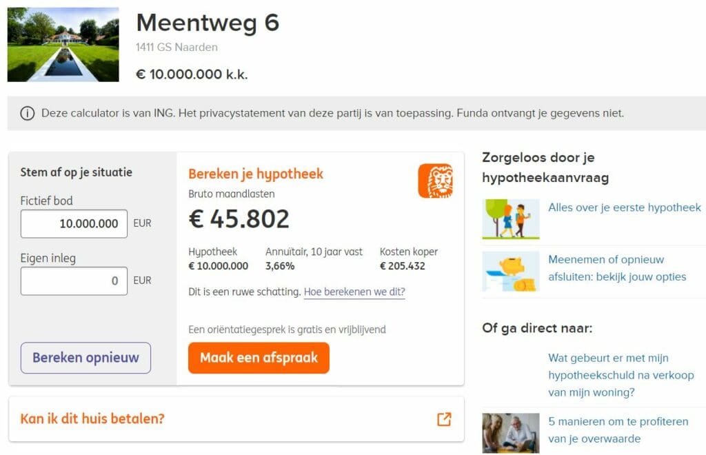 top 5_ duurste huis van nederland in 2022_maandlasten nummer 4