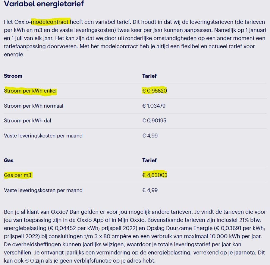 Oxxio modelcontract per 31-aug-22