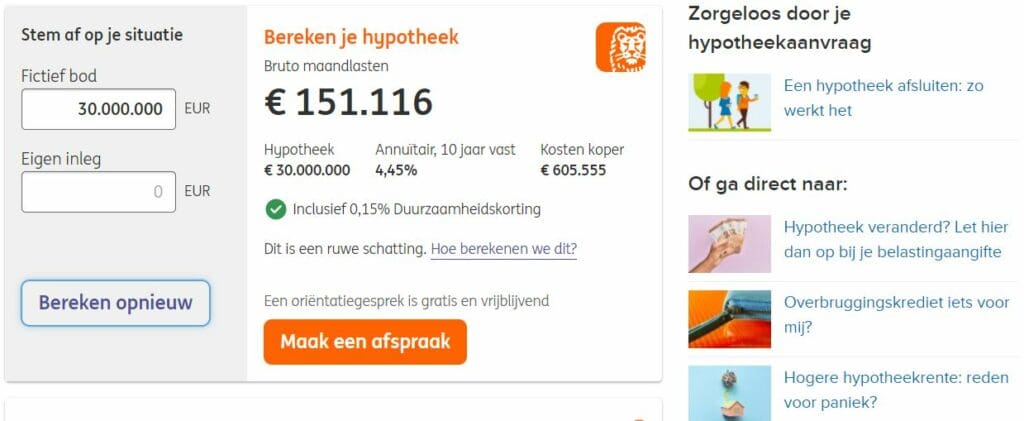 maandlasten voor duurste huis in Nederland van 2023