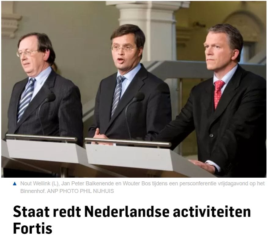 staat redt Nederlandse activiteiten Fortis