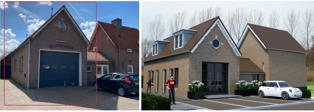 voorbeeld van transformeren van brandweerkazerne naar eengezinswoningen